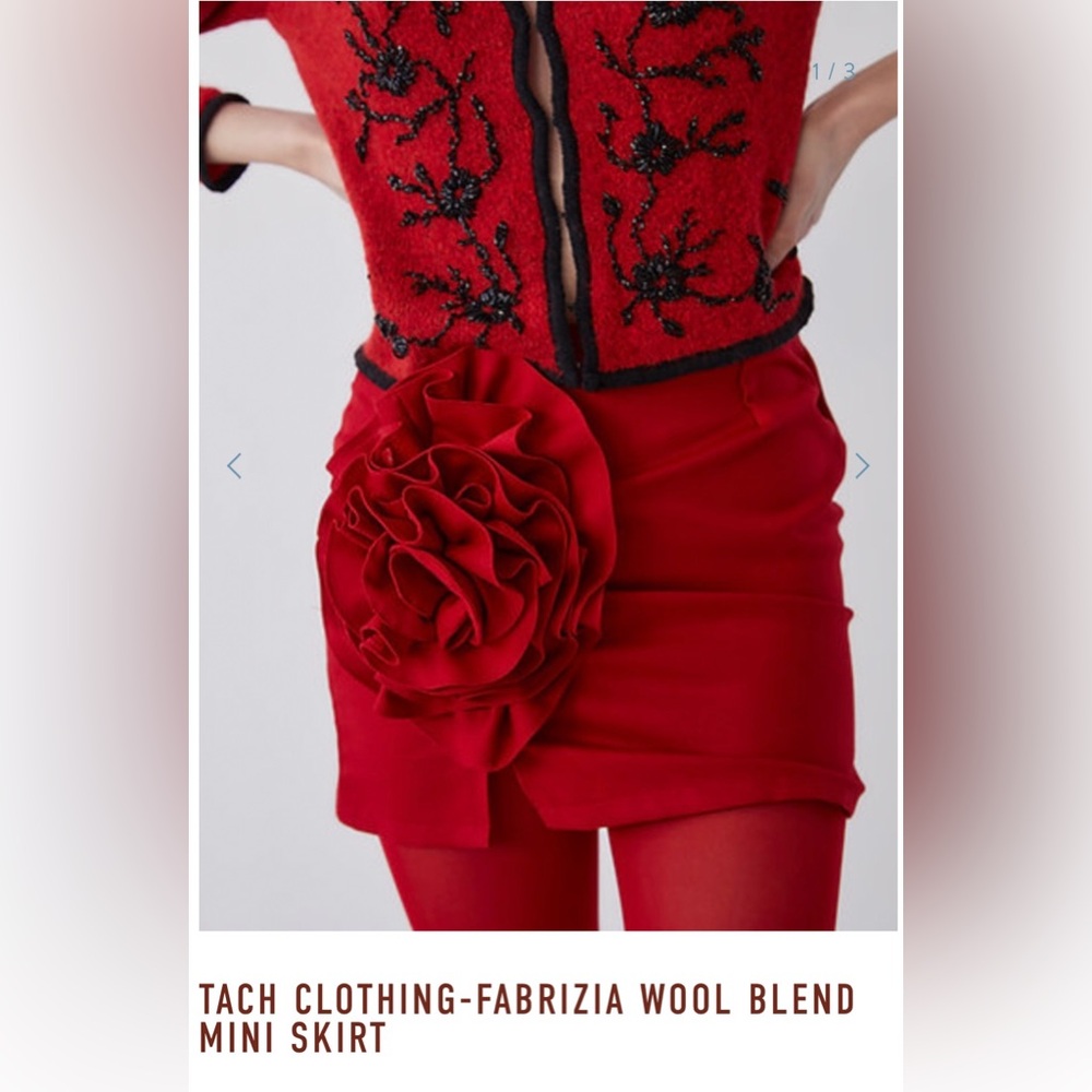 NWT FP x Tach $191 Fabrizia Wool Blend Mini Skirt (red) Medium - Picture 6 of 6